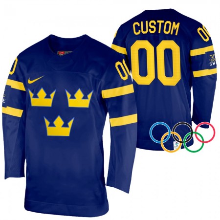 Schweden Trikot Custom 2022 Winter Olympics Navy Authentic - Herren